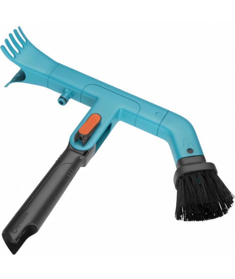 GARDENA Nettoyeur de gouttiere combisystem - 2 racloirs en plastique et brosse a poils durs