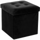 Pouf pliable Lysandre en velours - Noir - L 37,5 x P 37,5 x H 38,3 cm