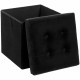 Pouf pliable Lysandre en velours - Noir - L 37,5 x P 37,5 x H 38,3 cm