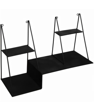 Etagere murale en métal Luna - 50 x 34 cm - Noir