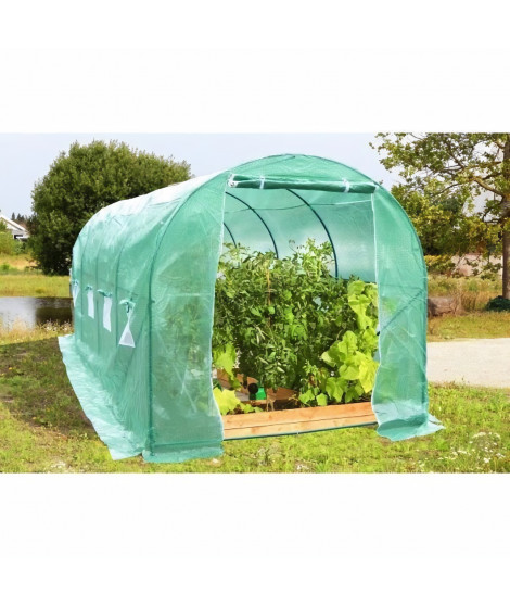 Serre de Jardin tunnel - 9 m² - Toile en polyéthylene 140g & tube acier diam 18mm