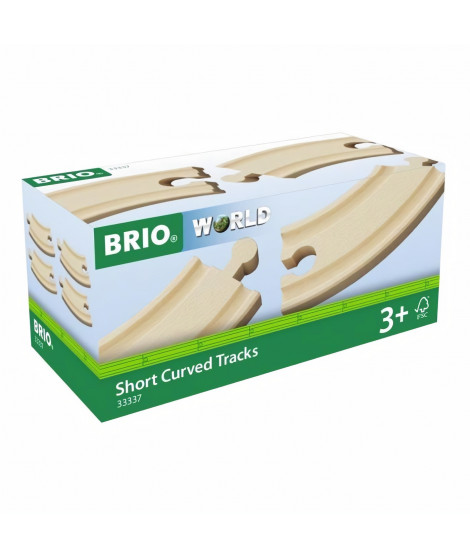 BRIO World  - 33337 - Petits Rails Courbes - 90 mm - Jouet en bois