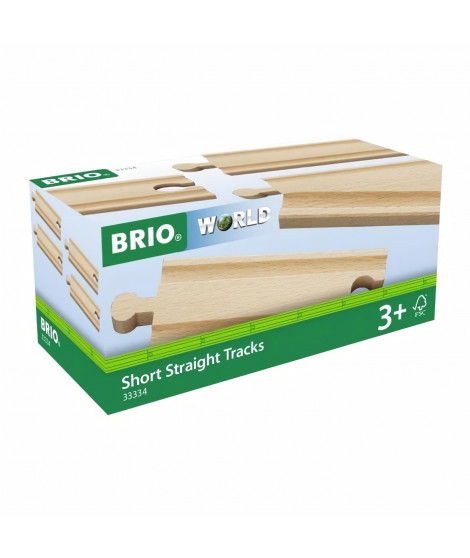 BRIO World  - 33334 - Rails Courts Droits - 108 mm - Jouet en bois