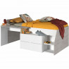 KIM Lit combiné enfant contemporain décor chene silex et blanc - l 90 x L 190 ou 200 cm