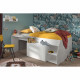 KIM Lit combiné enfant contemporain décor chene silex et blanc - l 90 x L 190 ou 200 cm