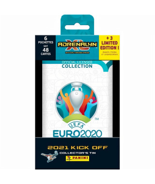 UEFA EURO Football 2020 - Boite métal de 6 pochettes + 3 cartes édition limitée - Cartes a collectionner - Panini