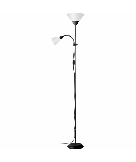 BRILLIANT Lampadaire avec liseuse Spari 4 hauteur 180 cm E27 60W noir et blanc