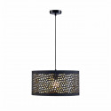 Suspension Tissu Noir Perforé et Doré - Diam 40 x H 140 cm