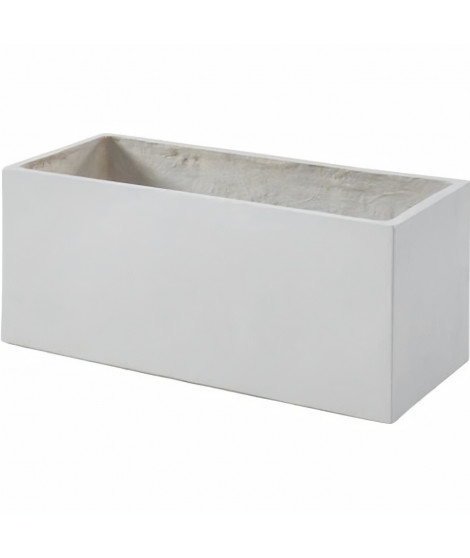 Bac a fleurs en fibre de verre style ciment - 76 x 34 x 32 cm - 80 L - Gris clair