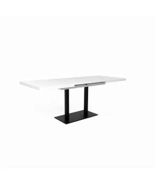 ORLANDO Table a manger a rallonge - Style contemporain - Laqué blanc et noir - L 120-200 x P 80 x H 75 cm