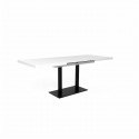 ORLANDO Table a manger a rallonge - Style contemporain - Laqué blanc et noir - L 120-200 x P 80 x H 75 cm
