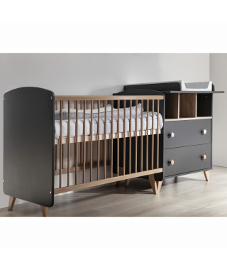 Chambre bébé DREAM DUO ANTHRACITE Lit et commode a langer