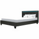 EDOUARD Lit adulte 140x190 cm avec systeme d'éclairage LED - Contemporain - Simili Noir - Sommier inclus