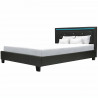 EDOUARD Lit adulte 140x190 cm avec systeme d'éclairage LED - Contemporain - Simili Noir - Sommier inclus