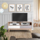 Meuble TV avec 2 tiroirs - Scandinave - NEW SOFIA  - Chene Blanc Gris Motifs - L 120 x P 40 x H 50 cm