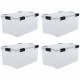 IRIS OHYAMA Lot de 4 boîtes de rangement - Hermétiques - 50 L - avec clips - empilable - L59 x P39 x H29 cm - Transparent