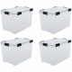IRIS OHYAMA Lot de 4 boîtes de rangement - Hermétiques - 70 L - avec clips - empilable - L59 x P39 x H38 cm - Transparent