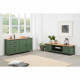 Buffet bas 2 portes 3 tirois - décor chene et vert - L 150 x P 40 x H 80 cm - MADINA