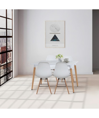 Ensemble Table a manger 120x80 cm+ 4 chaises - Laqué Blanc - OTTO