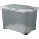 EDA PLASTIQUE Coffre de rangement avec couvercle a charniere et roulettes Clip'Box 60 L - 60 x 40 x 40,7 cm - Gris acidulé