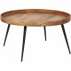 Table basse décor noyer - Pieds en étal noir - D 85 x H 45 cm - MUMBAI