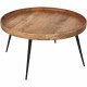 Table basse décor noyer - Pieds en étal noir - D 85 x H 45 cm - MUMBAI