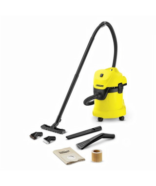 Aspirateur eau et poussiere KARCHER WD3 - Cuve polypropylene - 17L (Livré avec brosses et suceurs spéciaux)