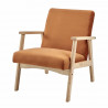 Fauteuil en Velours Terracotta - Pieds en bois naturel - L 63 x P 78 x H 75 cm - TULIO