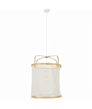 Suspension Hikari - Tissu et bambou - Lanterne - E27 - Ø35 cm - Naturel