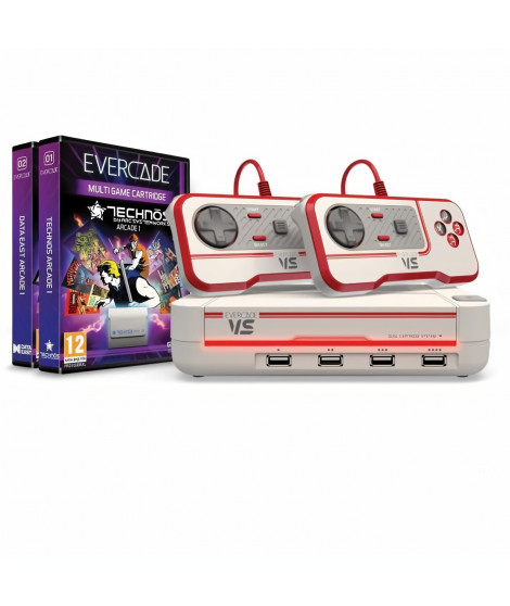 JUST FOR GAMES Blaze Evercade VS Premium Pack : Console + 2 manettes + Cartouches Technos Arcade N°01 & Data East Arcade