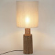 Lampe Santal - Céramique et lin - Rétro années 70 - E27 - Ø35 cm - Brun
