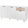 Buffet - Aspect bois - Style scandinave - 3 portes - ILDA - L 150 x P 40 x H 75 cm