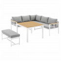 Salon de jardin avec structure en aluminium avec coussins - 8 personnes - Baia - Gris