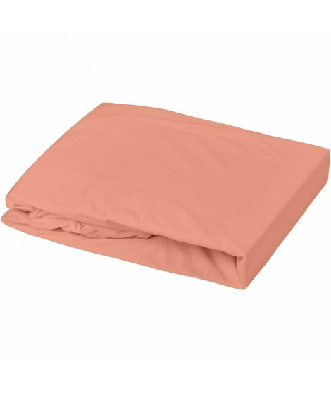 Domiva Drap housse + Alese - 70 x 140 cm - 100% coton - Blanc/Terracotta