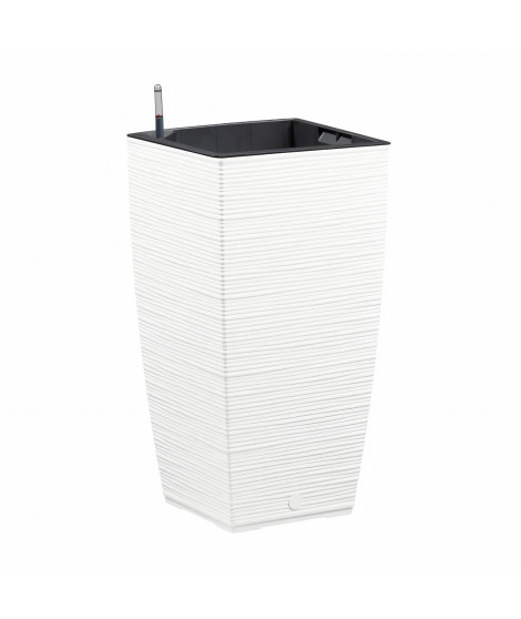 PoeTIC - Bac Casa Cosy carré haut 3058 blanc - L 29,9 x l 29,9 x h 57,4 cm 12L - avec réserve d'eau