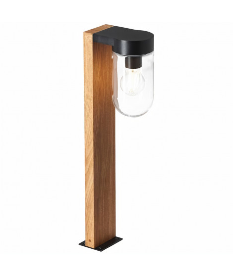 BRILLIANT - CABAR Borne extérieure - coloris bois foncé/noir - métal/verre E27 1x40W