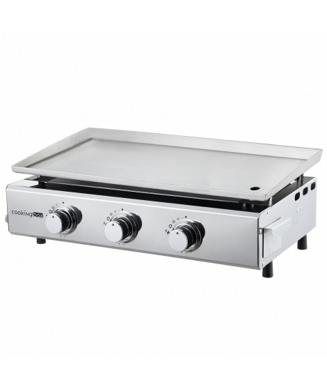 Plancha a gaz - 3 feux - BRASILIA - Tout inox - Surface cuisson - 67 x 34 cm