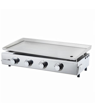 Plancha a gaz - 4 feux - BRASILIA - Tout inox - Surface cuisson - XXL - 84 x 34 cm