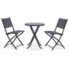 Ensemble Repas Jardin -1 table ronde + 2 chaises pliantes - Acier - Gris