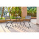 Ensemble Repas Jardin -1 table ronde + 2 chaises pliantes - Acier - Gris