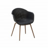 Lot de 2 Fauteuils Scandinave - Assise en plastique, pied en acier - Noir anthracite  - Décor bois naturel