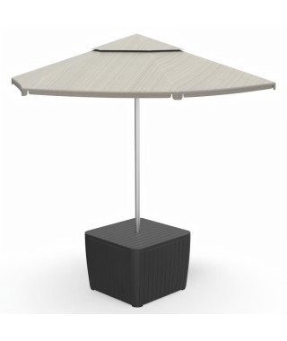 Table d'appoint en imitation résine tressée ALLIBERT avec trou de parasol - Luzon PLUS - Gris graphite