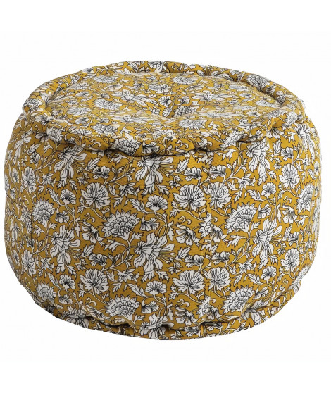 Coussin de sol rond Udaipur - Jaune - 100% coton - Ø40 x 30 cm - DEKO