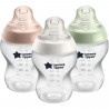 Tommee Tippee - Biberons Closer to Nature - Tétine Imitant le Sein Maternel Valve Anti-Colique - 260 ml - Lot de 3 - Multicolore