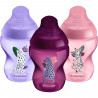 Tommee Tippee - Biberons Closer to Nature - Tétine Imitant le Sein Maternel avec Valve Anti-Colique - 260 ml - Lot de 3 - Rose