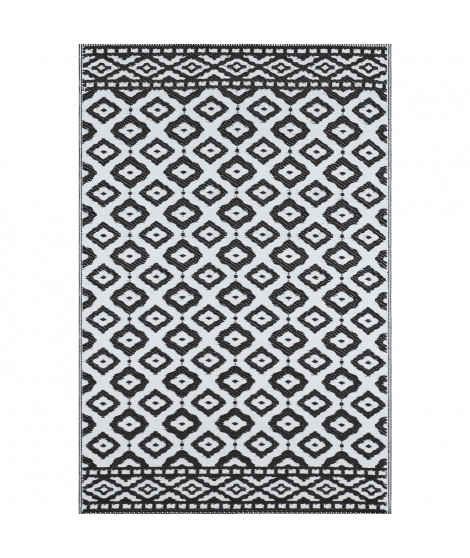 Tapis Tropique réversible - Scoobi 112 - Noir - 100% polypropylene - 120 x 180 cm - Extérieur - NAZAR
