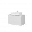 Meuble vasque de Salle de bain 2 portes - Blanc Laqué - L 80 x P 46 x H 50 cm - CINA