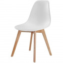 SACHA Chaise de salle a manger blanc - Pieds en bois hévéa massif massif - Scandinave - L 48 x P 55 cm