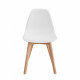 SACHA Chaise de salle a manger blanc - Pieds en bois hévéa massif massif - Scandinave - L 48 x P 55 cm