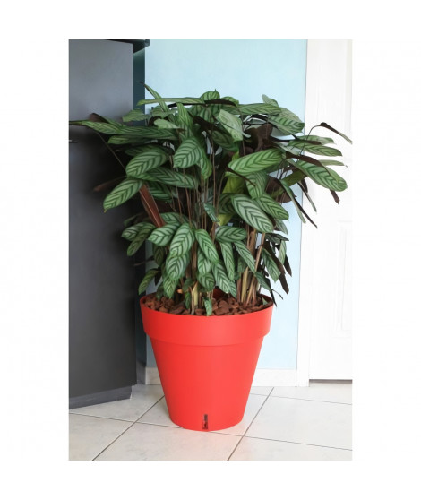 RIVIERA Pot de fleurs Loft avec réserve d'eau - Rond - Ø 60 x H 55 cm - Rouge